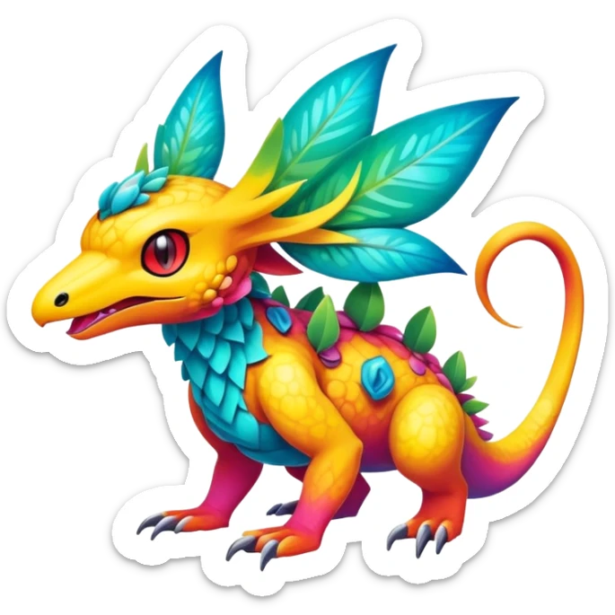 Colorful Exotic Pokémon-Fakémon-hybrid-creature (full body) sticker