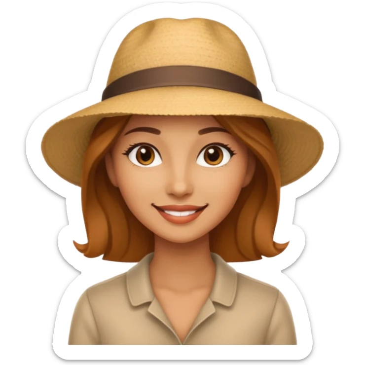 A realistic portrait of a woman wearing a stylish hat, soft shadows on her face, gentle smile, natural skin texture, cinematic lighting
 sticker