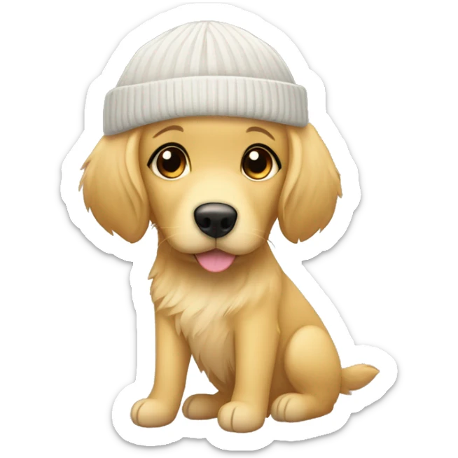 female golden retriever with black haired pale girl with beanie sticker