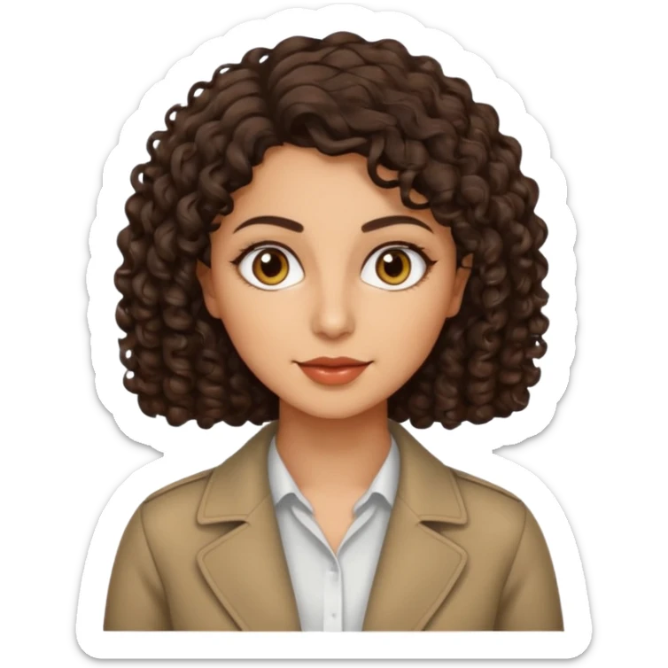 30 yr iranian woman dark brown hair curly wavy short hair sticker