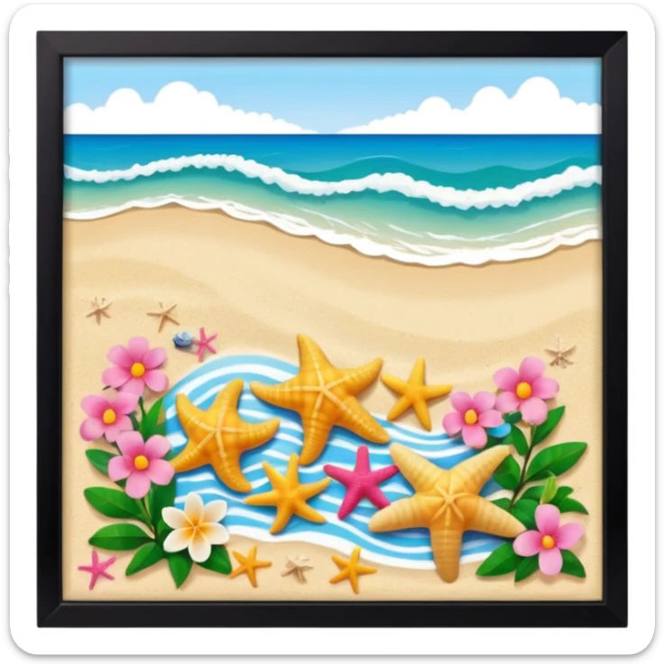 Conchiglie mare cocco onde stella marina fiori estivi tartarughe  sticker