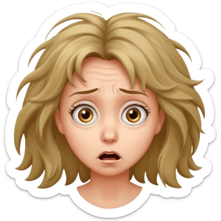 A realistic waist-up portrait of a frightened woman sticker