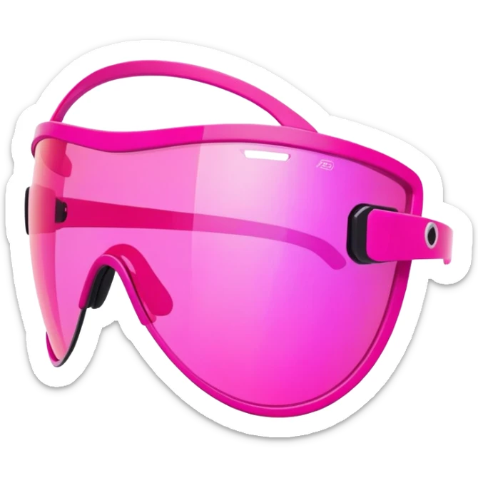 sporty pink shield visor sunglasses with neon pink one-piece lens, athletic futuristic design sticker