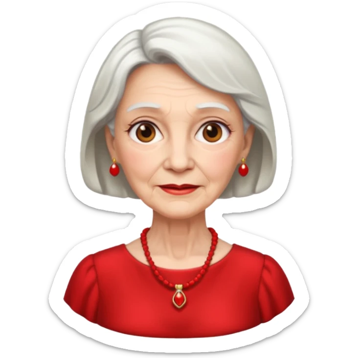 elderly woman with red dress and red necklace  sticker