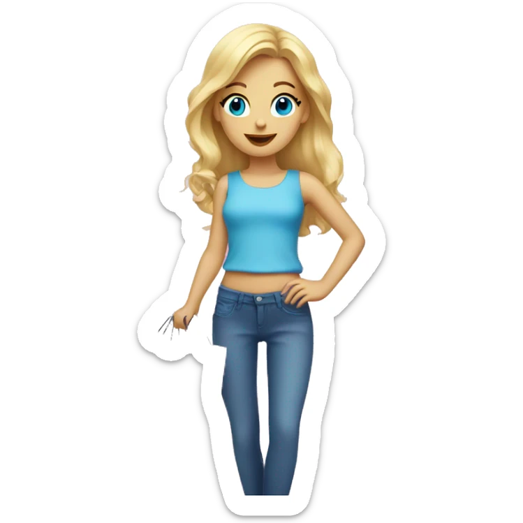 blonde girl with blue eyes surrounded by pink shopping bags sticker