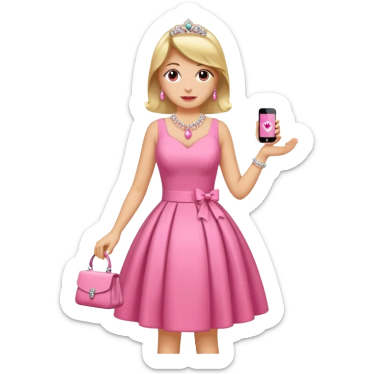 eine birne in einem pinken kleid soll aussehen wie eine reiche frau aber als birne  sticker