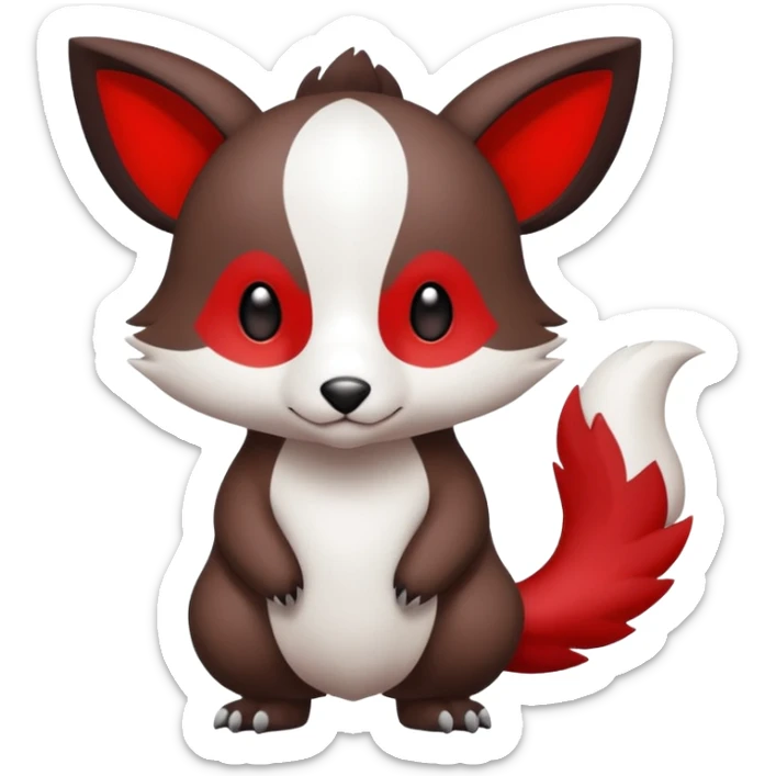 Cute cool white red dark-brown animal hybrid Fakemon full body sticker