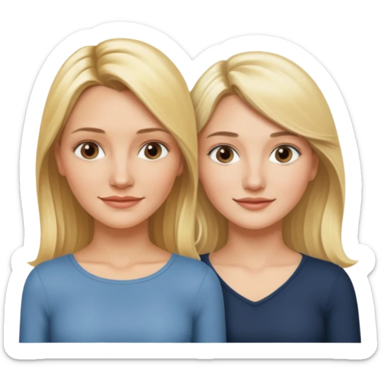 i want an emoji with 2 longue hair blonde girls like the movie "the holiday" They are not touching each other. One is Cameron Diaz, the tother Kate Winslet. sticker