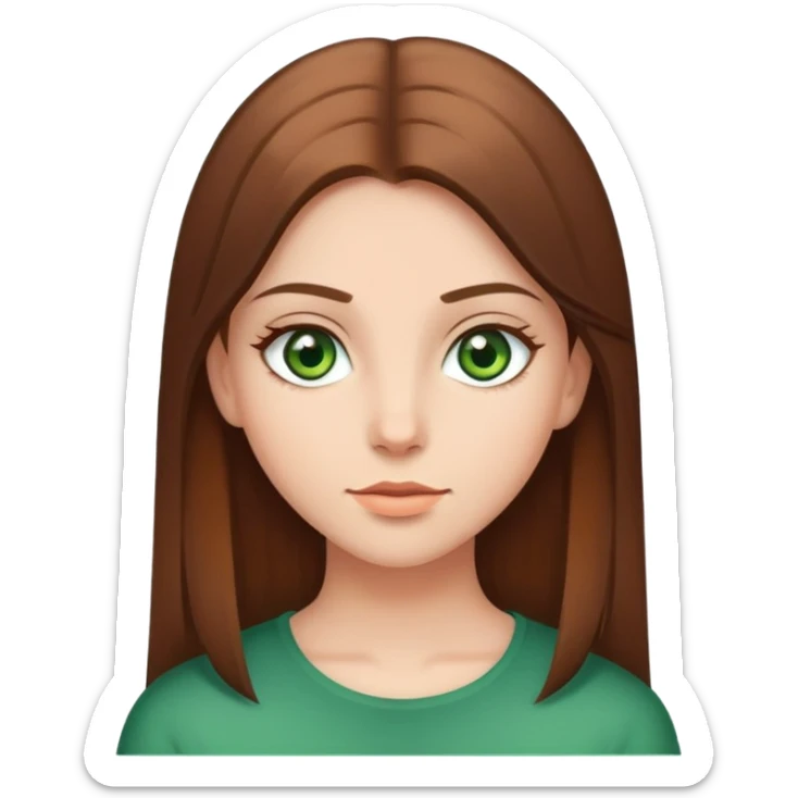 Girl with brown straight hair and green eyes sticker