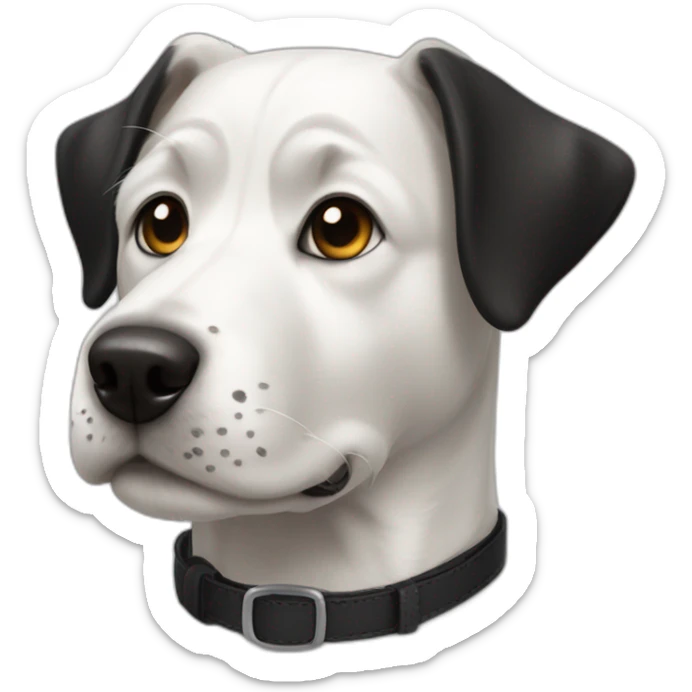 white dog with black in the face mixed like border ollie with short hair sticker