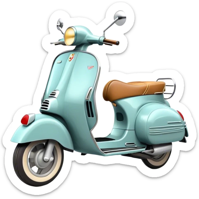 Cinematic Realistic Vespa Pop Culture Emoji, depicted as a sleek vintage scooter symbolizing Italian style rendered with dynamic detail and retro lighting. sticker