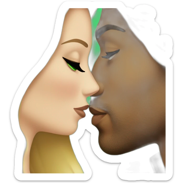 Romeo santos kissing blond woman, with green eyes and very long hair sticker