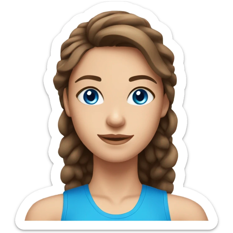 Girl at the gym, brown hair and bright blue eyes  sticker
