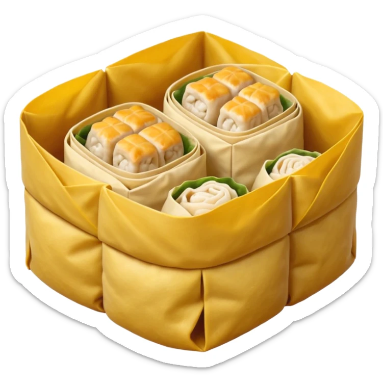siu mai (a type of dim sum, just 1 cube of white color fish patty wrapped by yellow dough, leaving only the top part unwrapped, shape looks like short cylinder shape) sticker