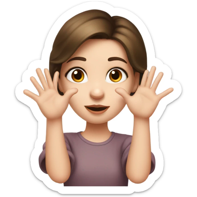 white skinned brunette girl with hazel eyes throwing a kiss with heart  sticker