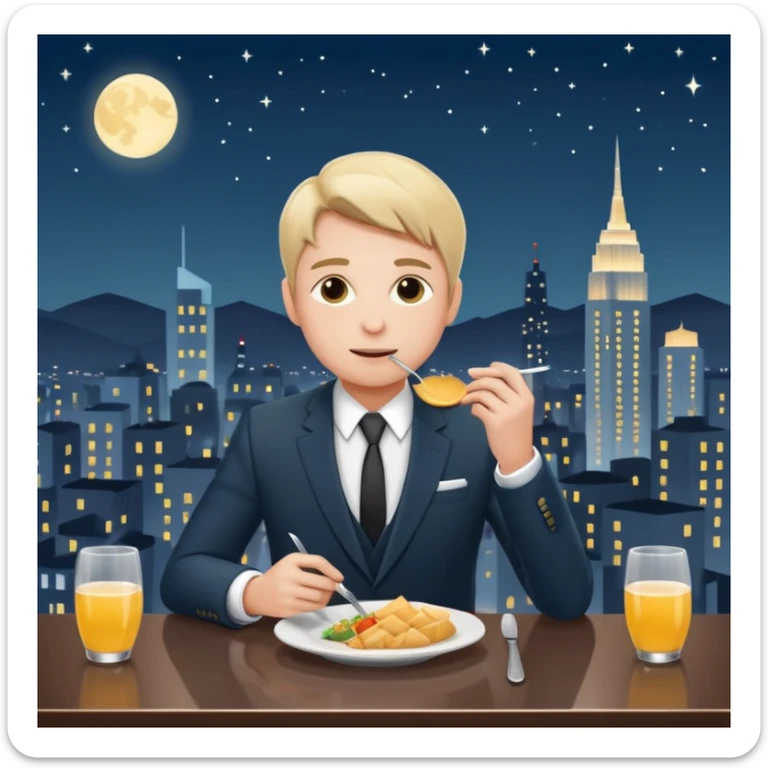 someone who eats in restaurants high above the city with the city on the background
 sticker