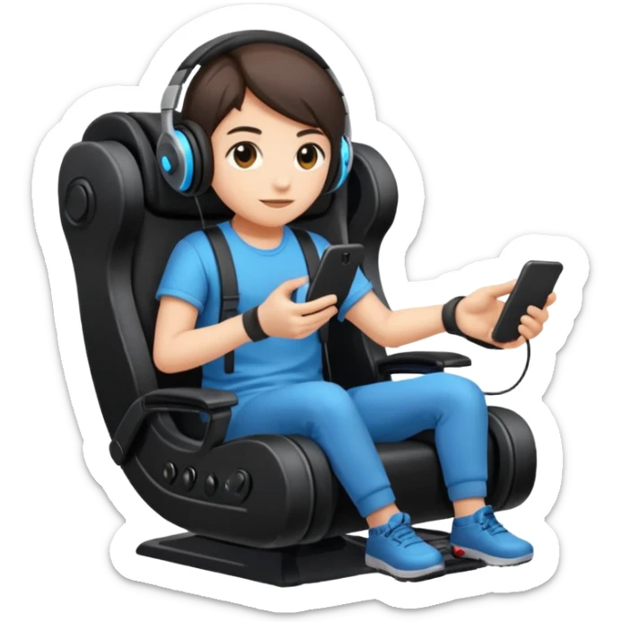 Persona con una silla Gamer auricular Gamer y control de videojuegos sticker