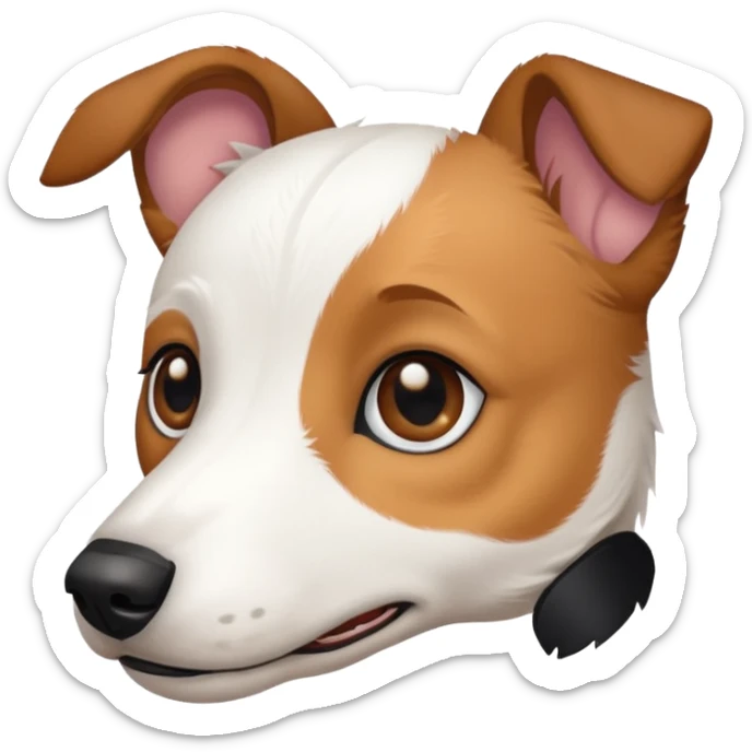 a fully white jack russell the size of a kelpie with light brown ears and a light brown patch on one eye sticker