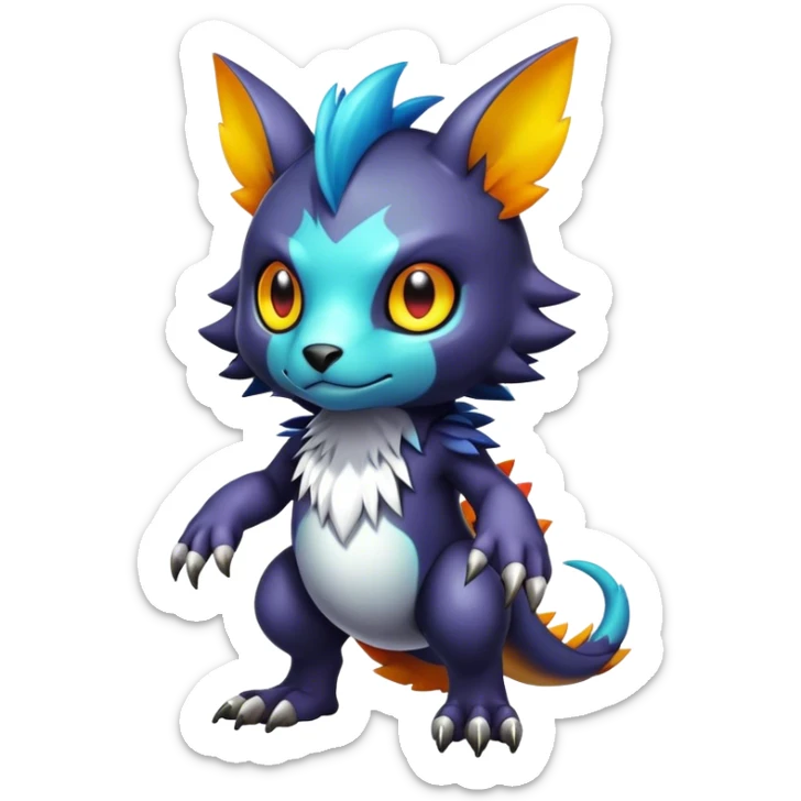 Cute cool colorful dark fantasy-Digimon-animal-hybrid full body sticker