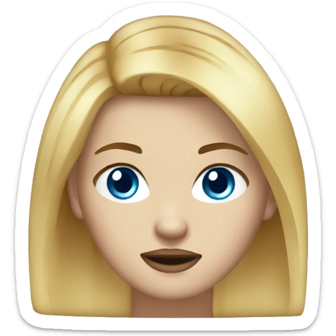 Angry faced Straight Semi Wavy Blonde hair white girl with blue eyes and brown eyebrows  sticker