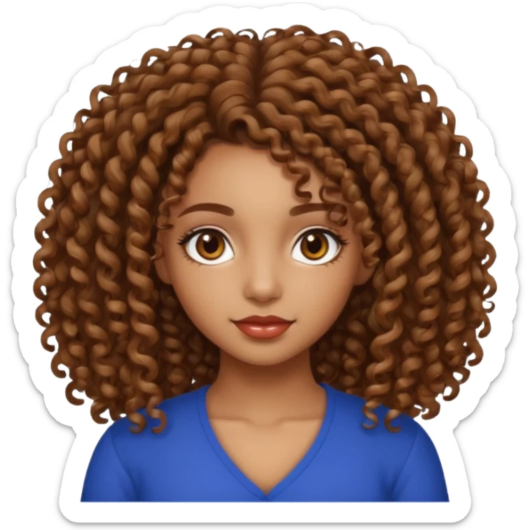 Beautiful Haitian and Puerto Rican girl with light brown skin and medium length curly very curly hair and beautiful hazel eyes sticker