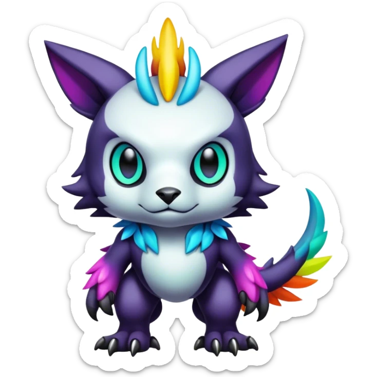 Cute cool colorful dark fantasy-Digimon-animal-hybrid full body sticker