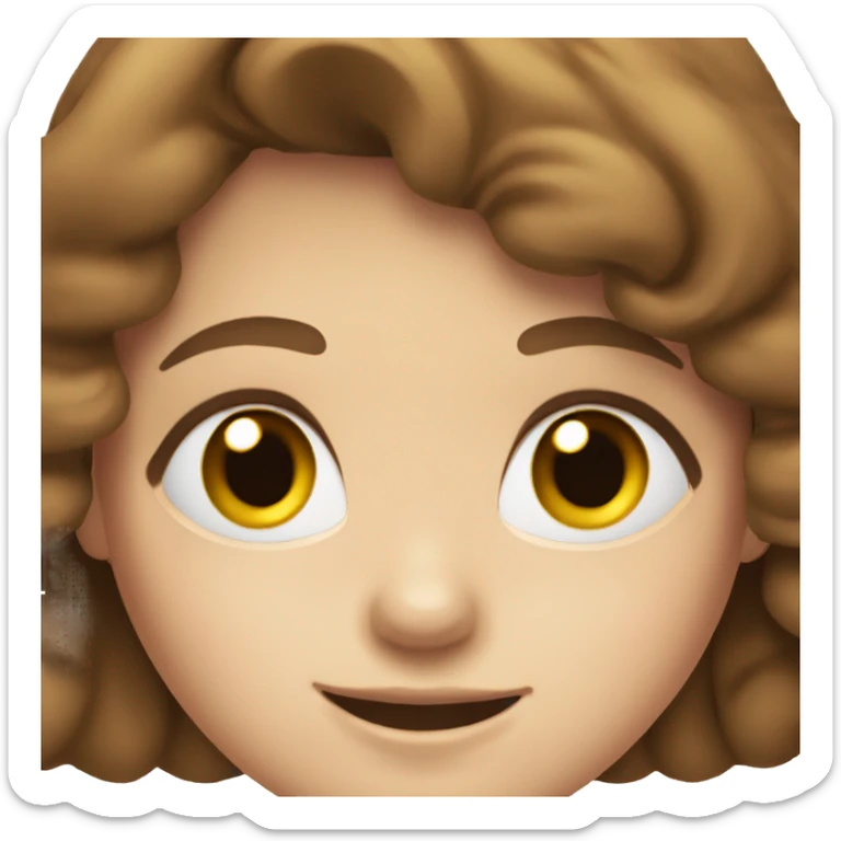 girl with brown hair, hazel eyes, fair skin, smiling sticker