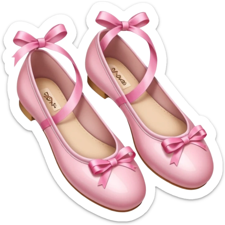 ballerina shoes pink shiny smooth crossed ribbons iOS emoji style sticker