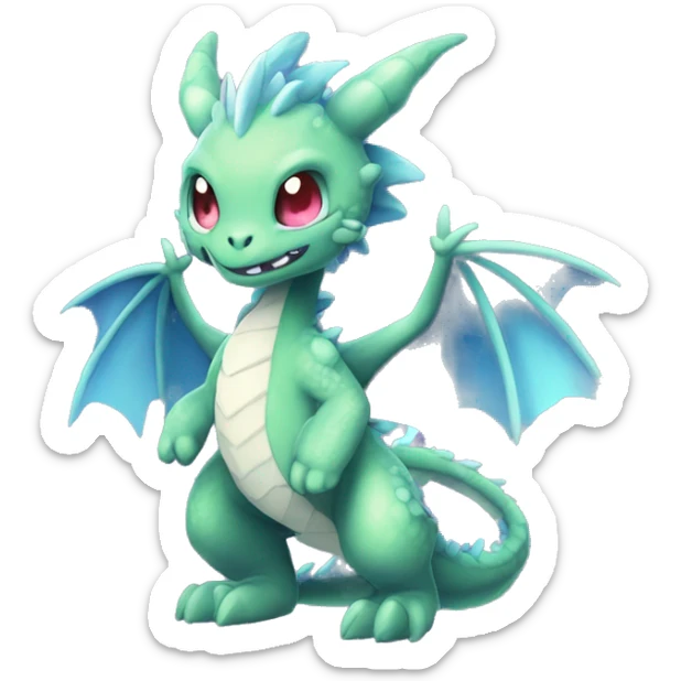 Kawaii Edgy Bright Ethereal Fururistic Fantasy Attractive Gorgeous Beautiful Dragon Pokémon Fakemon full body sticker