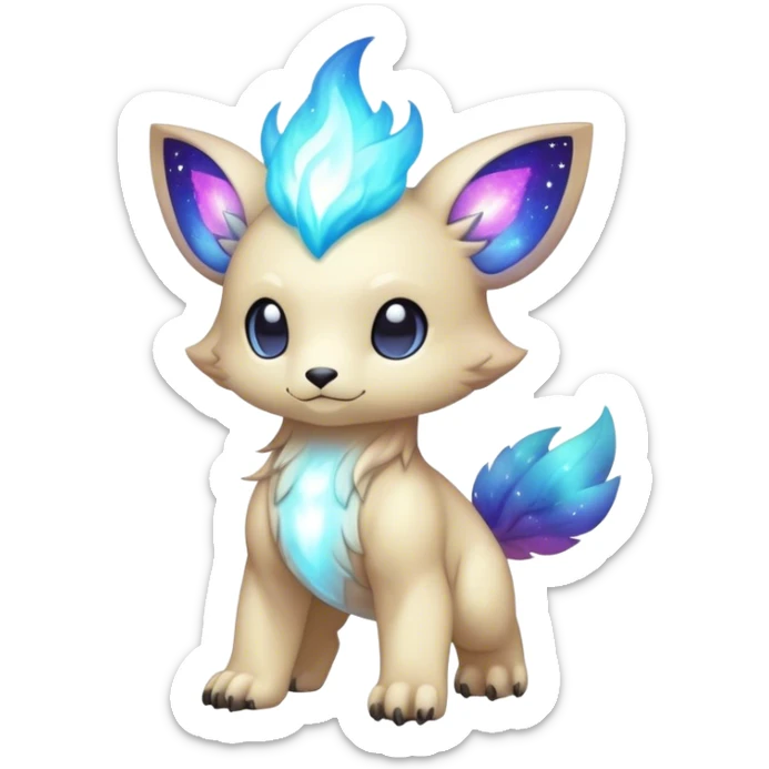 Cute cool colorful nebula fantasy animal hybrid Fakemon full body sticker