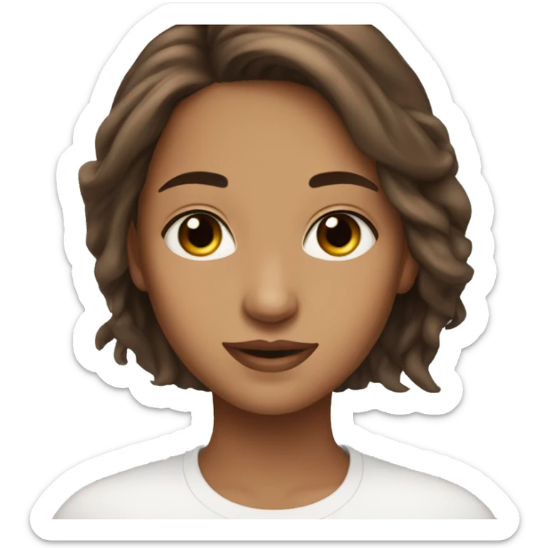 Pretty girl brown eyes long brown hair sticker