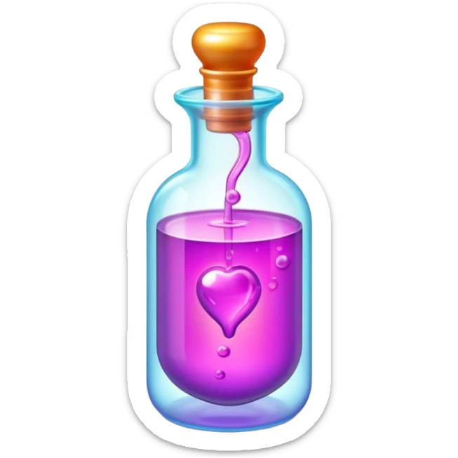 Clash of Clans aesthetic: Cinematic Playful Sci-fi Health Potion Emoji, rendered in a 3D vector-style similar to standard emojis with minimal shading and bold, simplified shapes. A compact, futuristic vial with a glowing neon liquid and sleek contours, softly glowing with a healing cosmic charm. Simplified yet unmistakably iconic, highly detailed and consistent, glowing with a soft radiant glow and high shine. Stylized with a touch of futuristic alchemy and a soft glowing outline, capturing the essence of a vital energy elixir with a playful, interstellar spirit! sticker