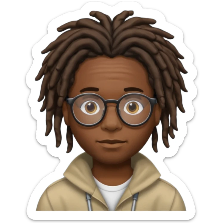 Boy with a locs hair on face put a glasses on and Black locs put locs on face too sticker