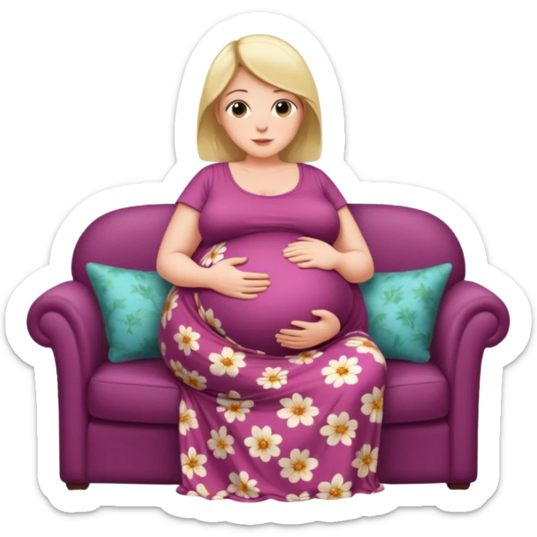 heavily pregnant woman with very extremely abnormally huge overdue belly sticker