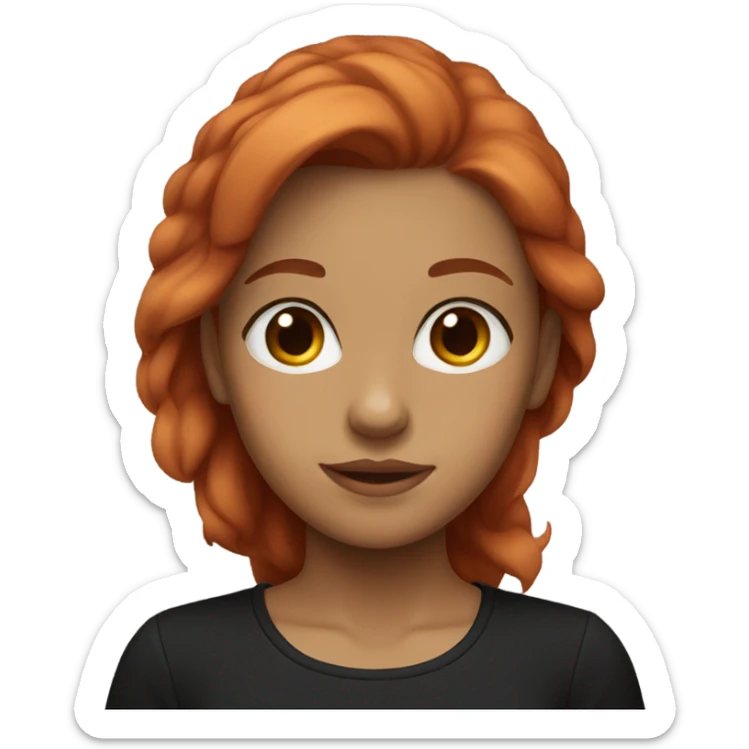Girl red hair brown eyes, big breasts and black shirt sticker