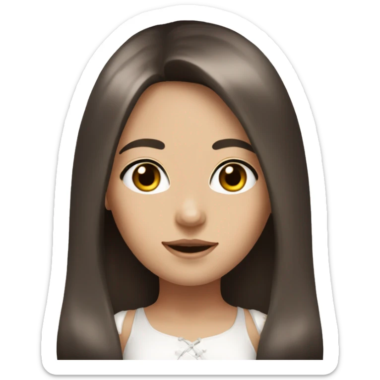 white brunette girl with bunny ears, dark colored eyes, long straight hair sticker