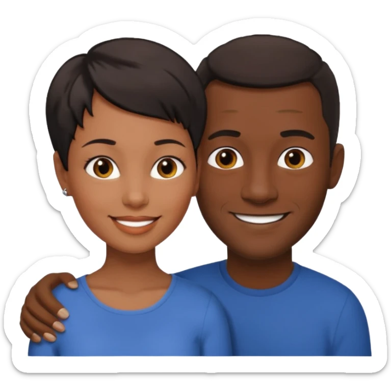 mixte couple black girl  with very short hair , dark haired white man around 40 years old sticker