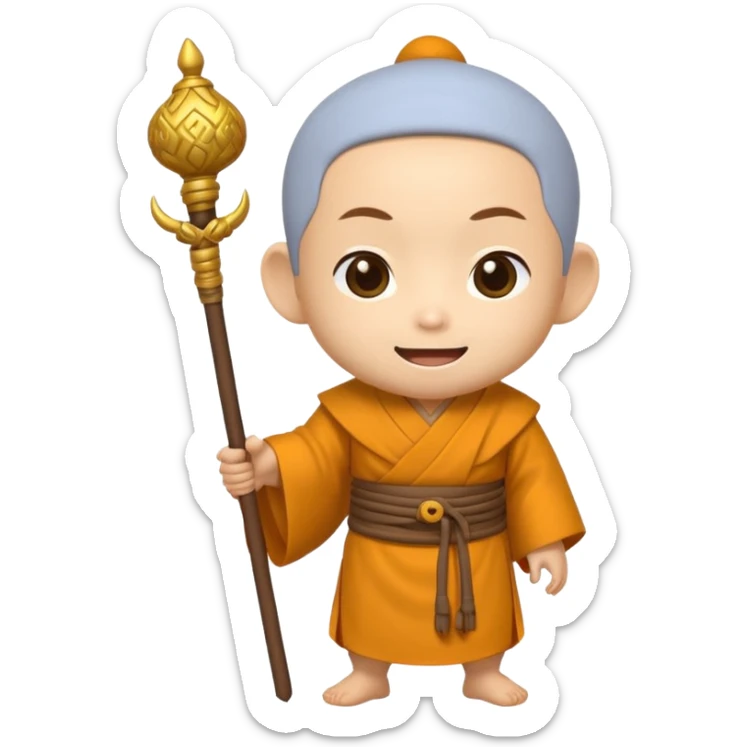 A small chibi-style monk character inspired by classic Journey-to-the-West aesthetics.

 sticker