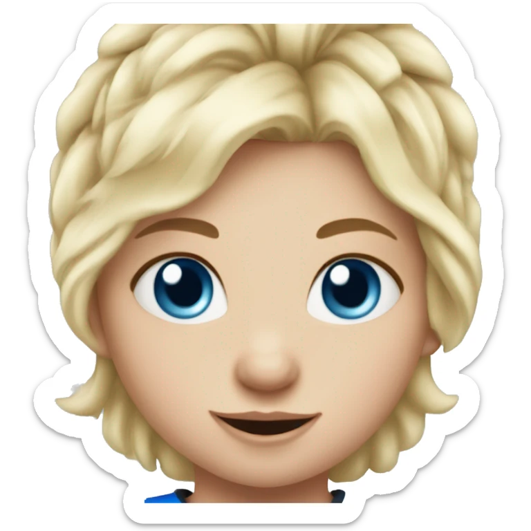 Baby girl with blond hair and blue eyes is playing ice hockey sticker