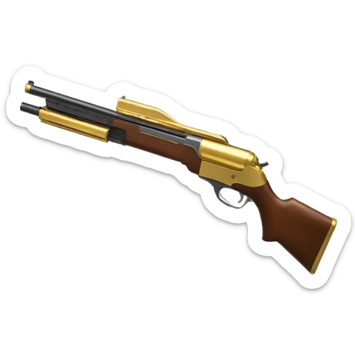 Double barreled shotgun detailed full body golden sticker