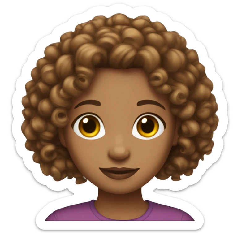 girl emoji light skin with curly brown hair with lashes sticker
