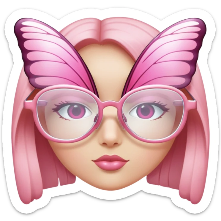 Y2K butterfly shaped pink frameless glasses, early 2000s fashion, no rim sticker