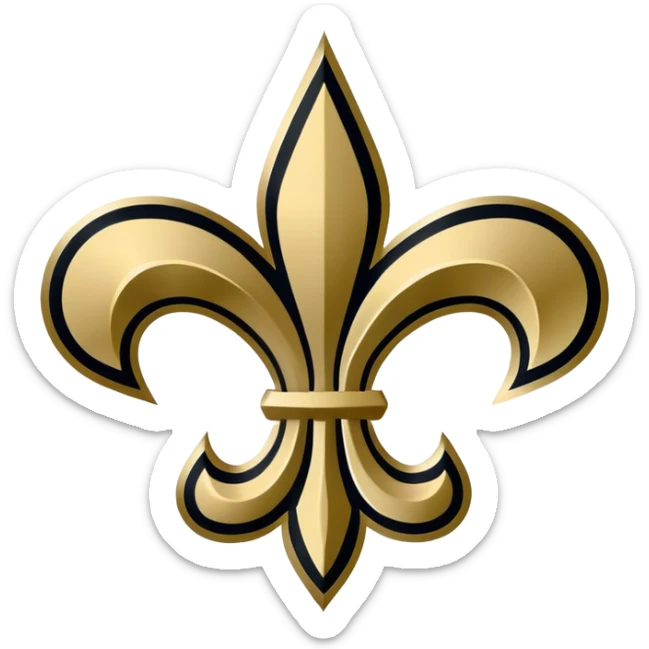 New Orleans Saints football logo with fleur-de-lis in black and gold colors sticker