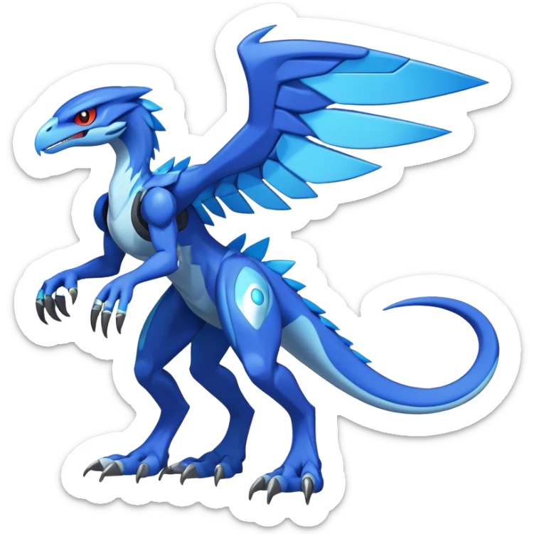 Shiny Futuristic Fakemon-Pokemon-Digimon-Spectrobes-Raptor-fusion, full body sticker