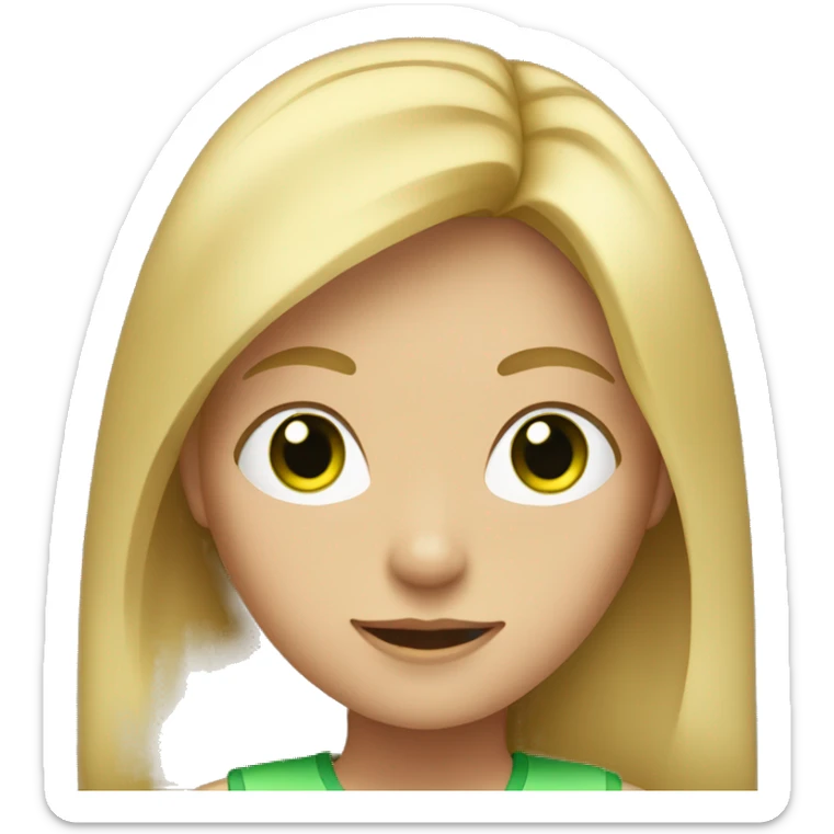 A girl with green eyes and shoulder-length blond hair sticker