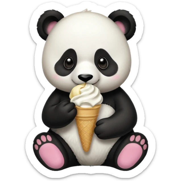 Panda eating ice cream sticker