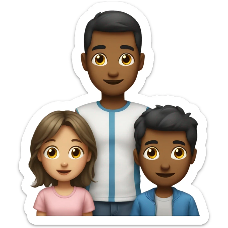 a family emoji with a big brother, younger brother and a baby sister sticker