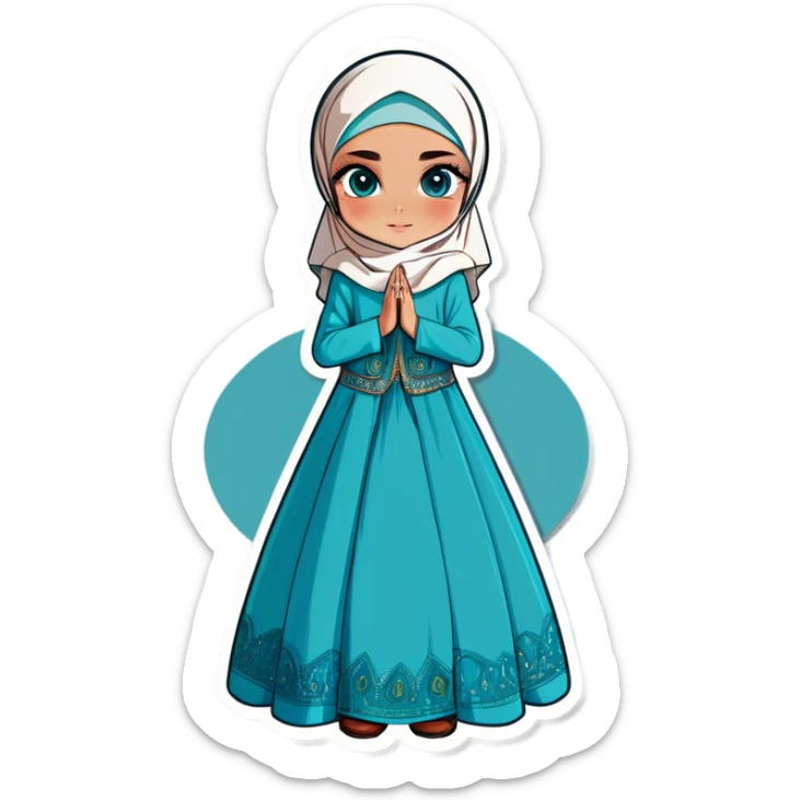 Turkish beautiful finish Konya girl blue eyes with hijab and turquoise stone dress sticker