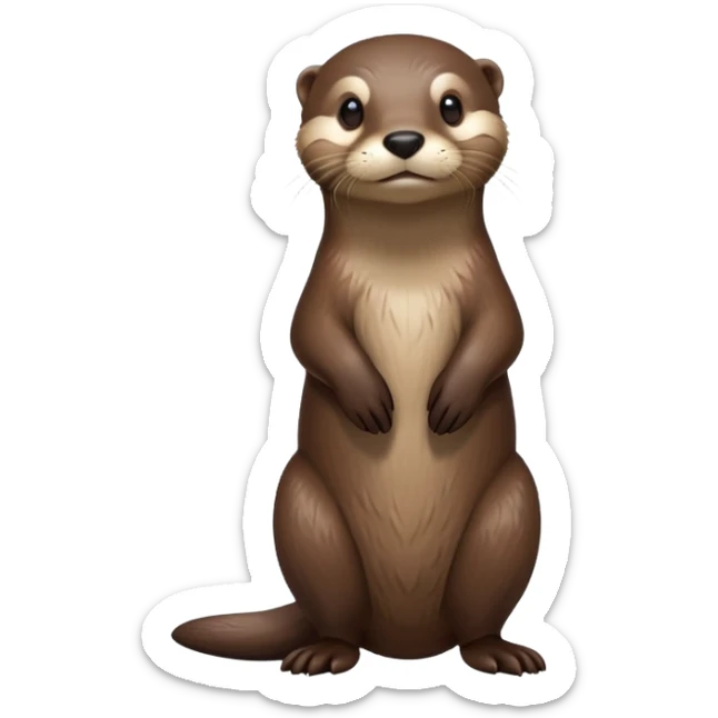 cinematic-noble [otter]-realistic-full-body-standing-emoji,-tail-tucked-close,-head-tilted-dramatically,-sleek-[brown]-fur,-simplified-yet-realistic-focused-features,-highly-detailed,-glowing-with-an-almost-sarcastic-glow  expressive eyes sticker