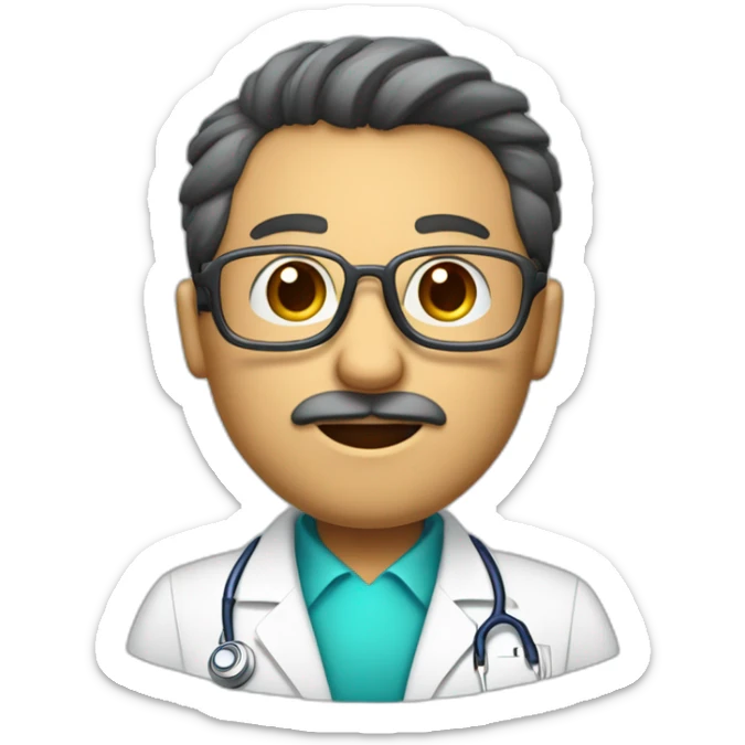 Hombre médico muy delgado con gafas transparentes y pelo canoso con un estetoscopio en el cuello sticker